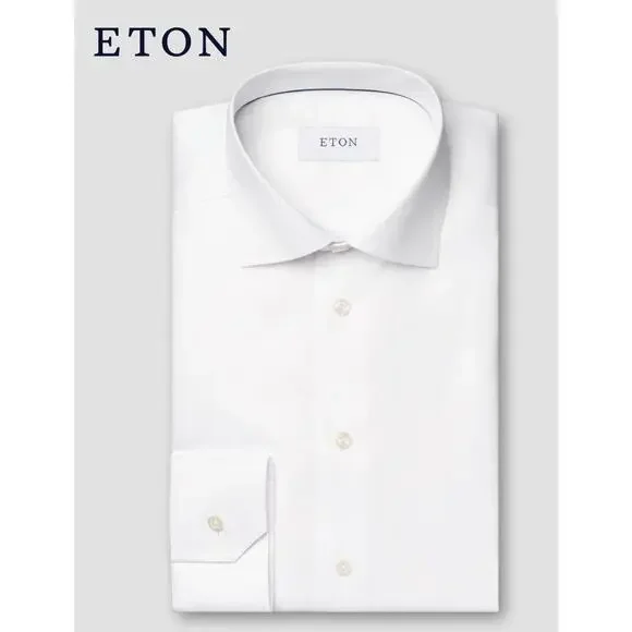 Eton Signature Twill White Dress Shirt- Slim Fit